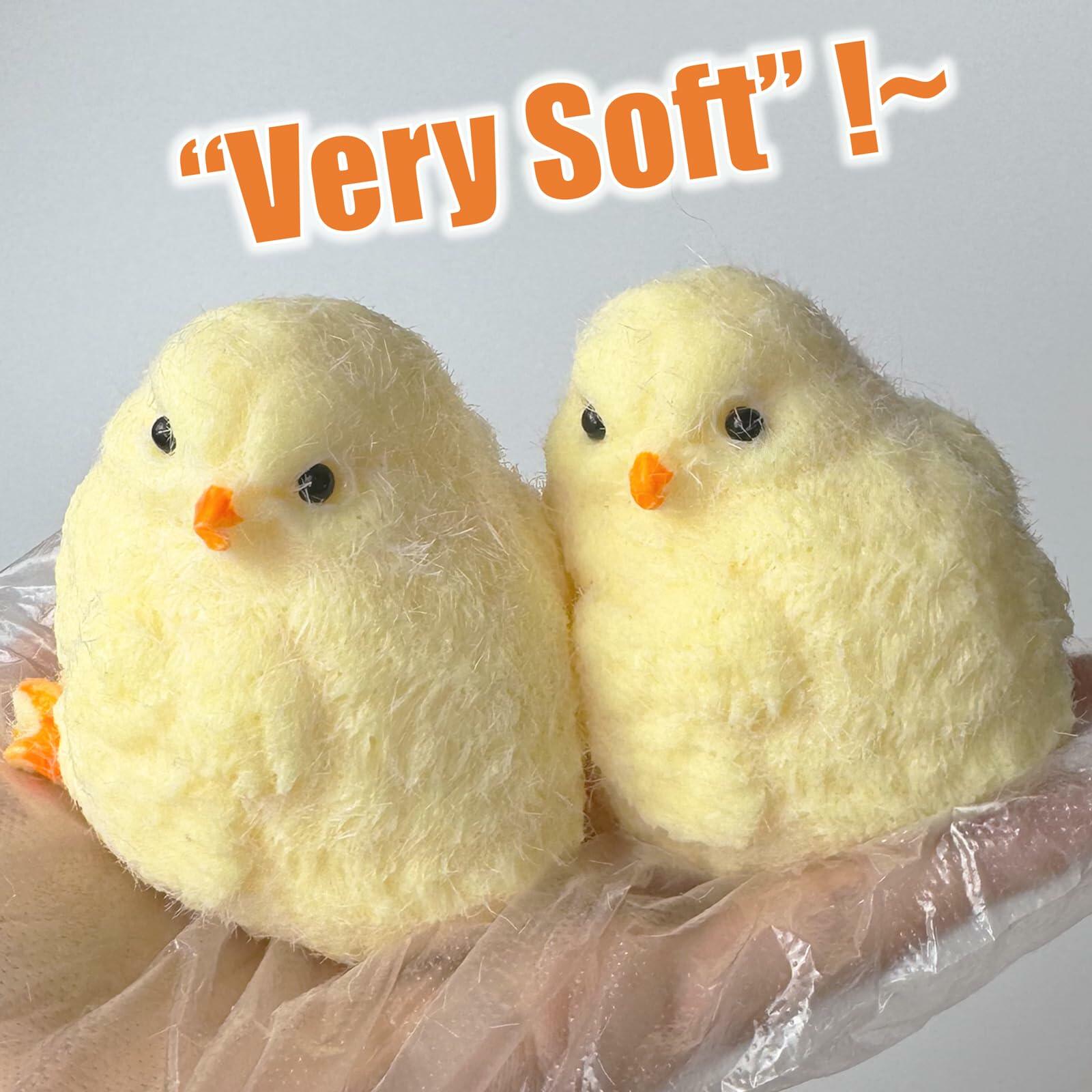 Gberlczz Handmade Chicken Squishy Stress Reliever Fuzzy Yellow Toy 3.52oz